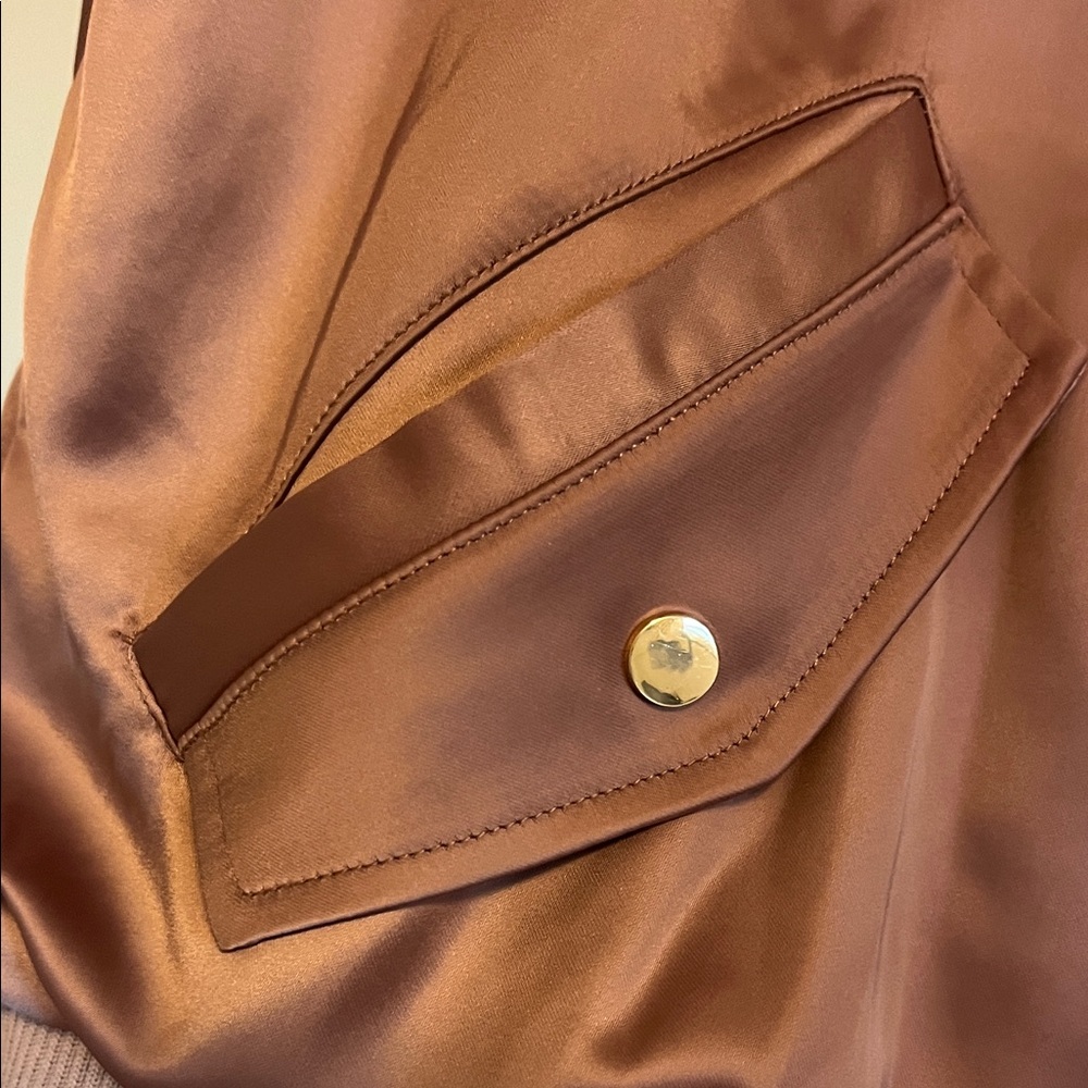 Satiny Dusty Pink Bomber Jacket - Picture 5 of 11